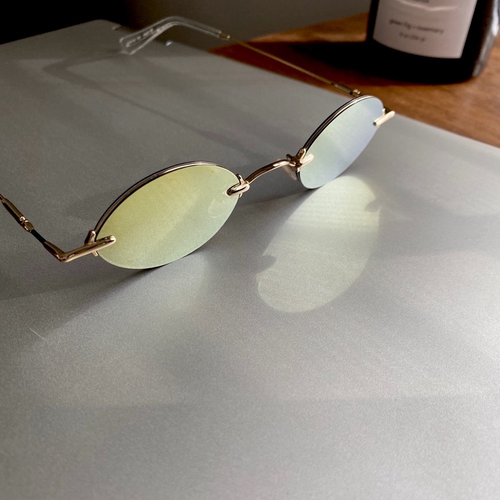 Christopher Kane Sunglasses CK0011S 002 Gold Oval Frames w Yellow Mirror Lenses
